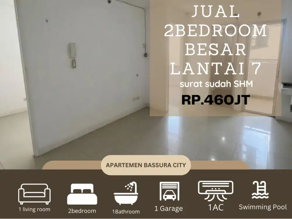Jual 2kamar besar SHM tower baru apartemen Bassura city