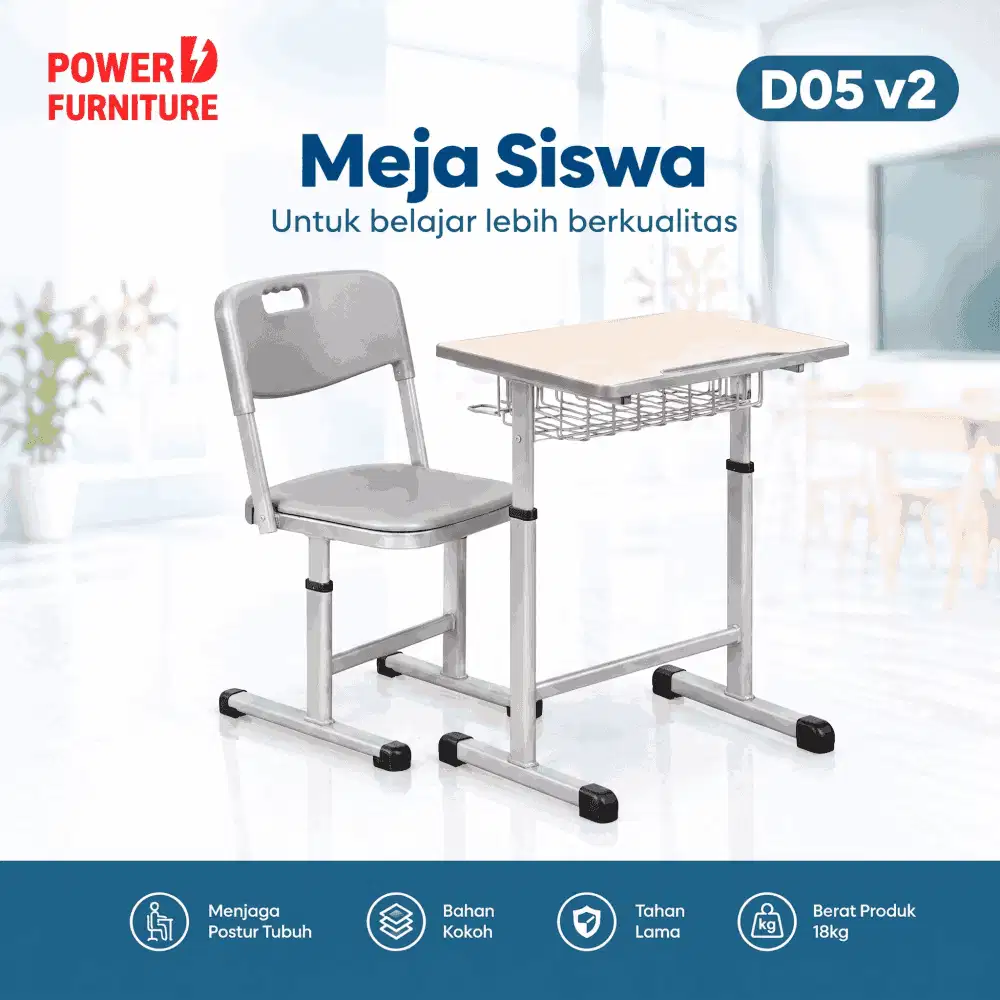 Meja Kursi Siswa D05 v2 - Bangku Sekolah dengan Desain Ergonomis
