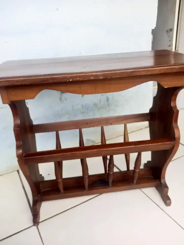 Meja Sudut / Meja Koran Kayu Jati