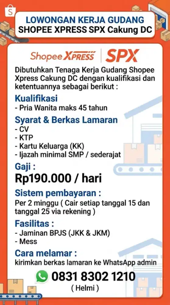 Lowongan Kerja Gudang Shopee Cakung DC