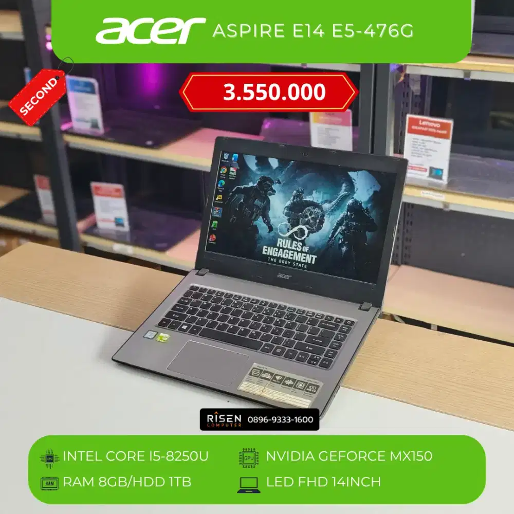 ACER ASPIRE E14 E5-476G Intel Core I5-8250U RAM 8GB HDD 1TB FHD 14Inch