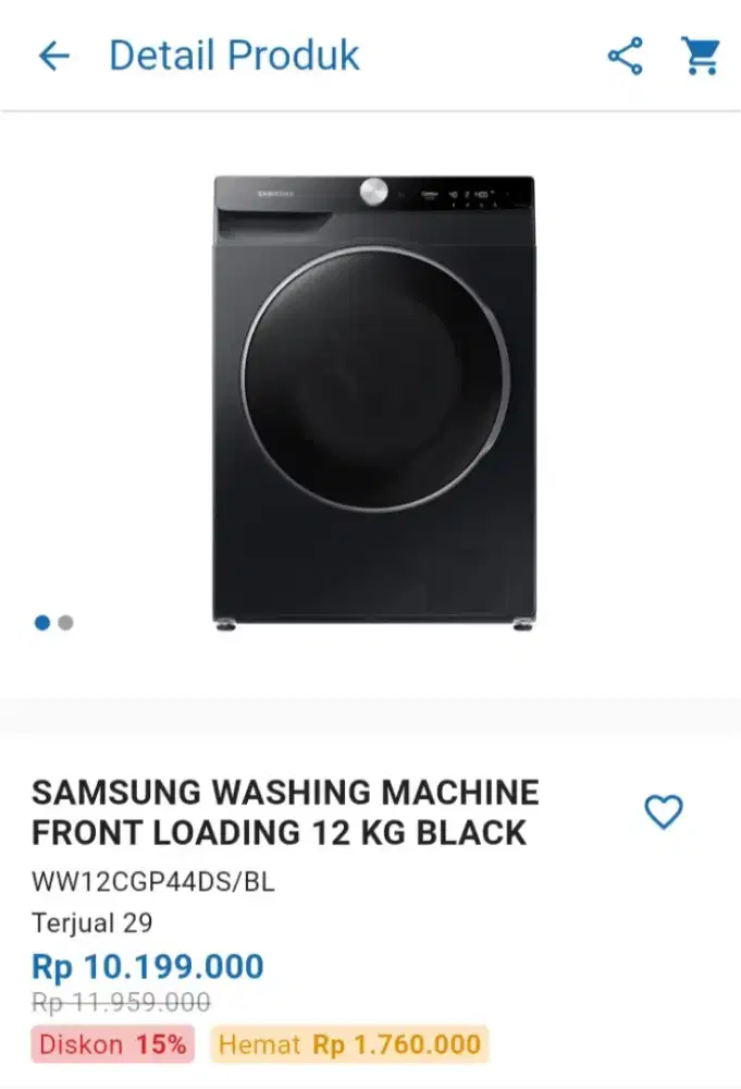 CICILAN SAMSUNG WASHING MACHINE FRONT LOADING 12 KG