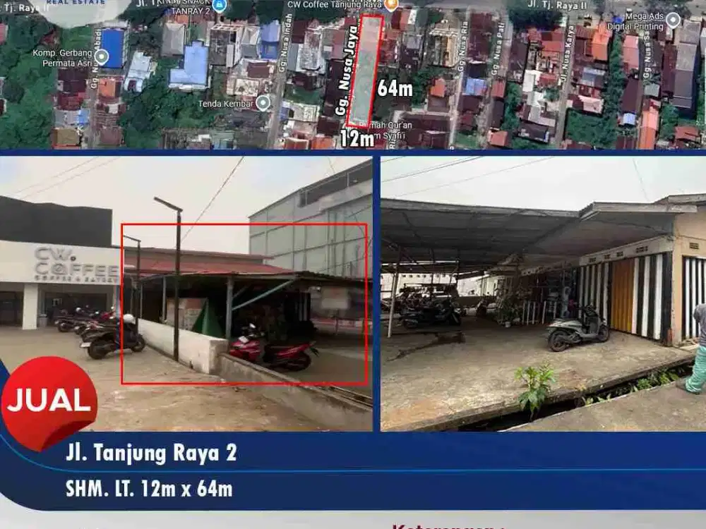 TANAH +3 BANGUNAN RUKO 1 LANTAI..DI JL TANJUNG RAYA 2 , TANAH YG SANGAT PANJANG.. AKSES LANGSUNG KE JALAN BESAR, KAWASAN RAMAI, STRATEGIS, COCOK UNTUK USAHA APA SAJA/BANGUN RUKO BARU