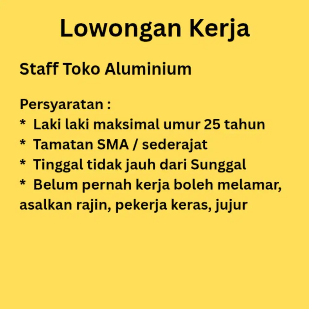 Loker Staff Toko Aluminium