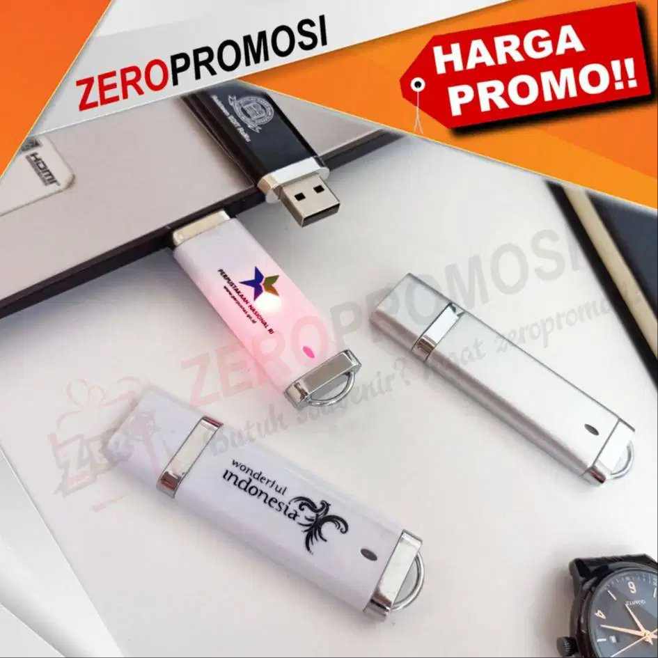 USB Flash Drive FDPL01 Silver Custom Logo untuk Merchandise Perusahaan