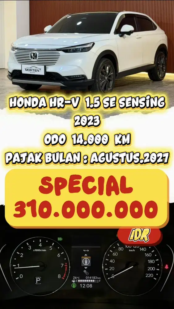 [ ODO 14.000 KM ] HONDA HR-V 1.5 SE SENSING AT 2023 SIAP PAKAI