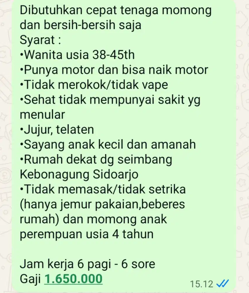 Lowongan momong anak