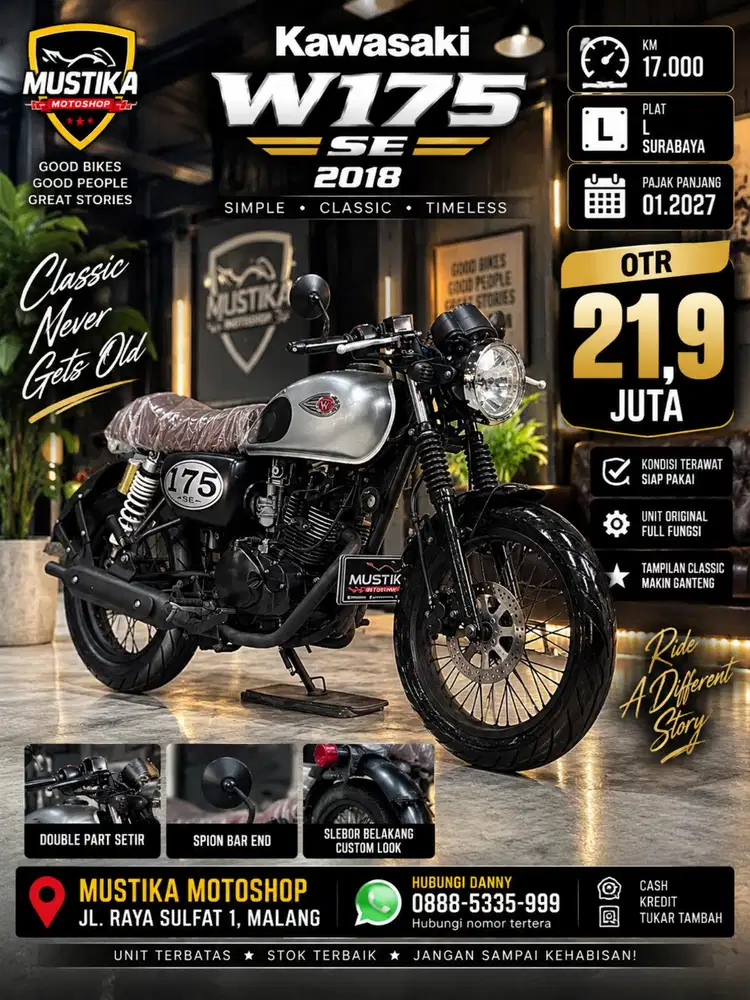 Kawasaki W175 SE 2018. Double Parts. DANNY Mustika Motoshop Sulfat
