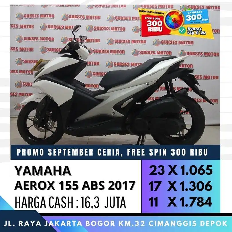 YAMAHA AEROX 155 S ABS 2017 UNIT MULUS BERGGARANSI SAP PAKAI