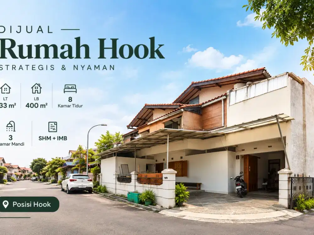 Dijual Rumah Hook Luas 400 m² – 8 Kamar Tidur