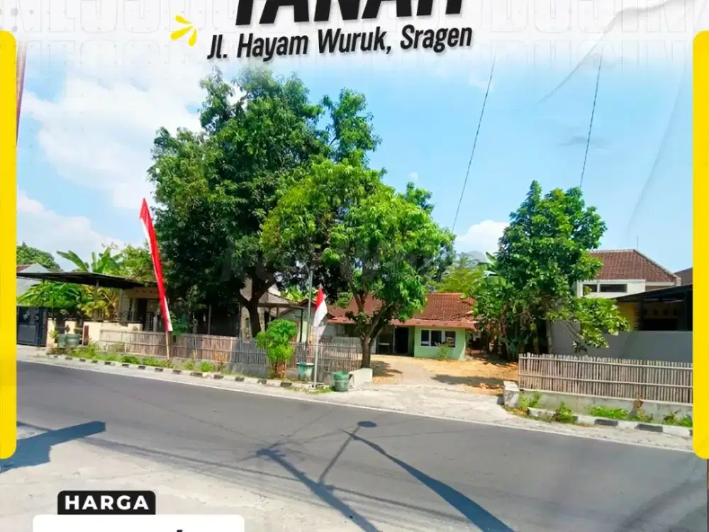 DIJUAL TANAH STRATEGIS DI JL. HAYAM WURUK, SRAGEN KULON, SRAGEN