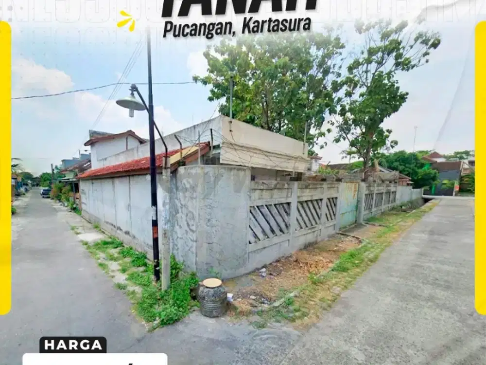DIJUAL TANAH POJOK (HOOK) STRATEGIS DI PUCANGAN, KARTASURA, SUKOHARJO