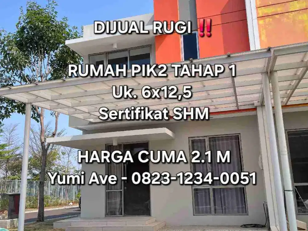 DIJUAL RUGI RUMAH PIK2 6X12,5 SERTIFIKAT