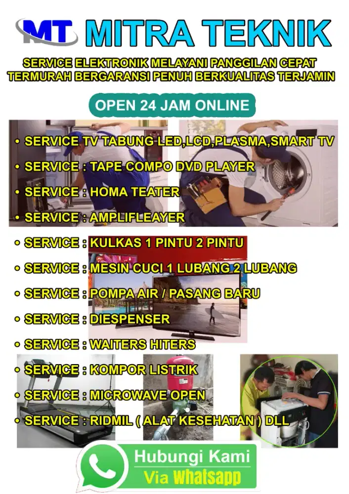 SERVICE TV LED, LCD, TEP DVD, MESIN CUCI, POMPA AIR DAN PASANG BARU