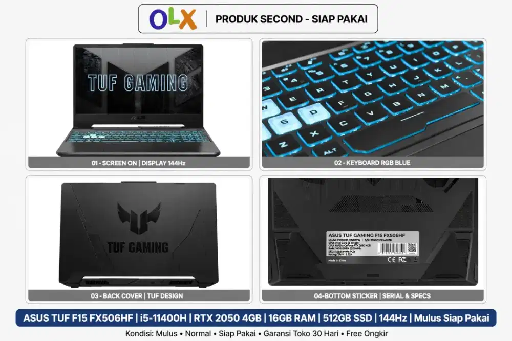 Di jual ASUS TUF Gaming F15 FX506HF