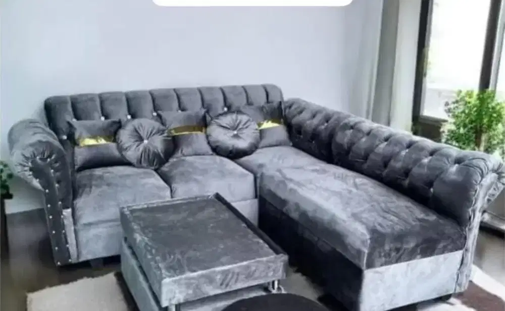 Sofa L kancing minimalis murah
