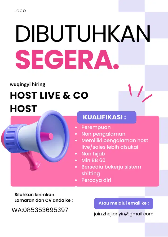 WE'ARE HIRING HOST LIVE DAN CO HOST NON HIJAB