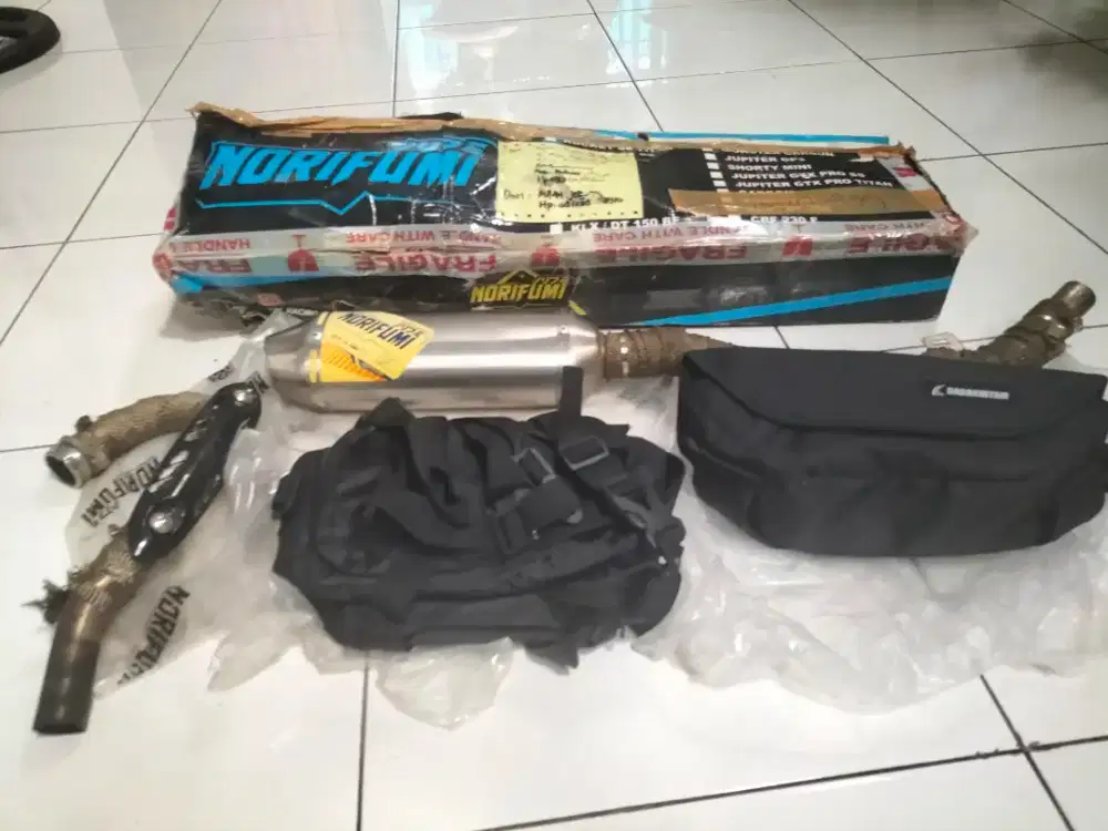 Knalpot Norifumi 100%Original Untuk Motor Trail dan 2 Tas Trail.
