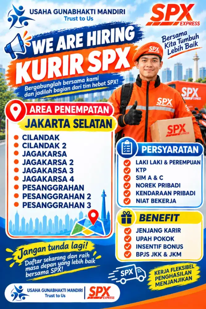 DIBUTUHKAN KURIR SPX AREA JAKARTA SELATAN