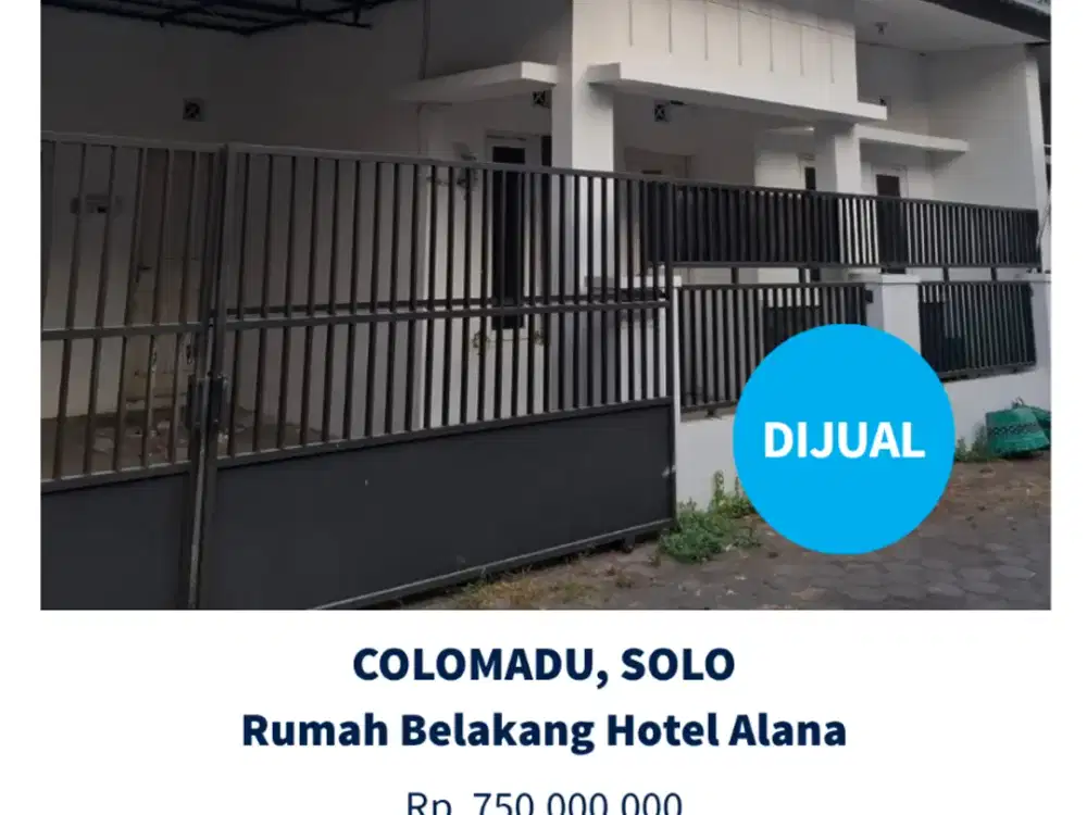 Dijual Rumah Minimalis Strategis Belakang Hotel Alana Colomadu Solo – Full Carport & Canopy
