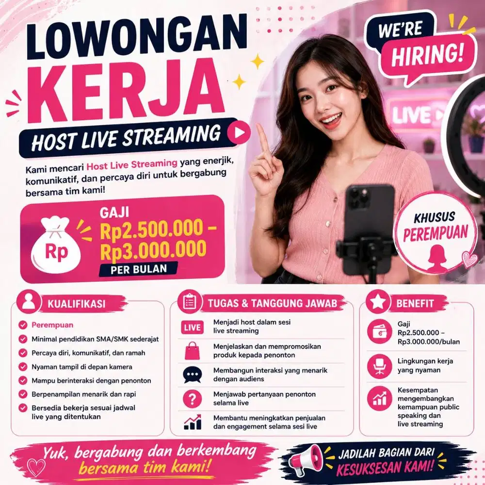 LOWONGAN KERJA – HOST LIVE STREAMING