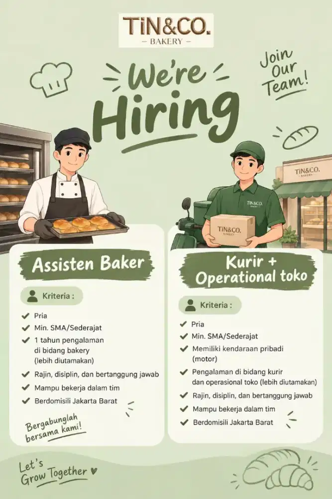 Lowongan kerja Tin & Co.bakery