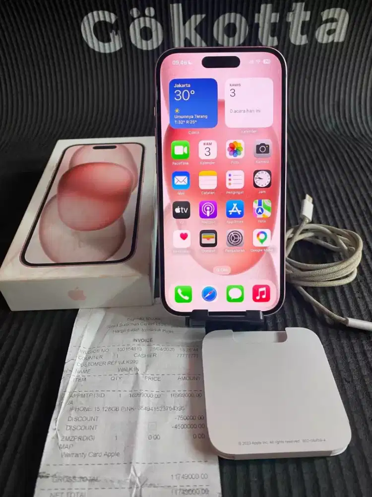 Iphone 15 128gb Pink Ibox Fullset Mulus Like New