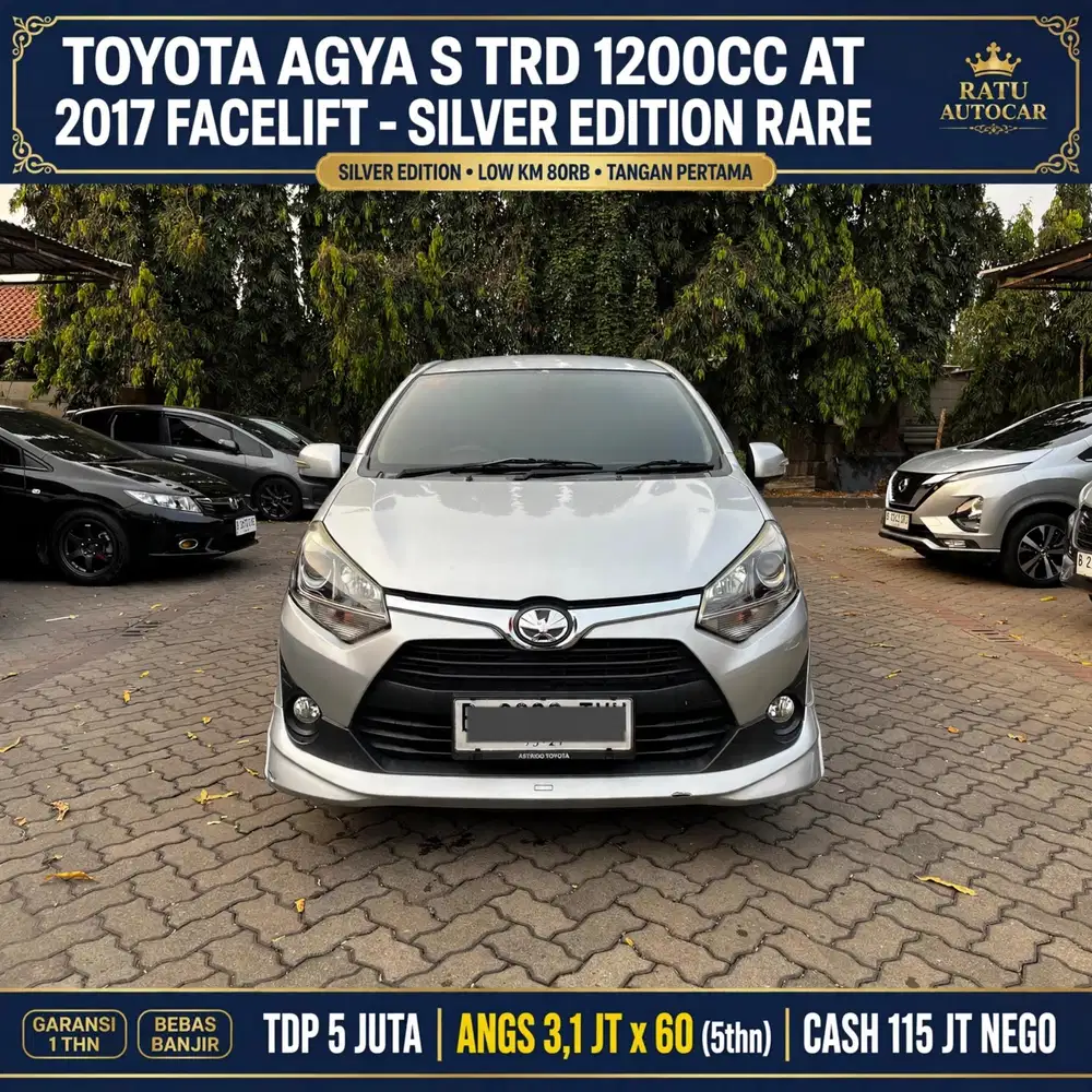 DP PROMO 5JT AGYA S TRD 1.2 MATIC 2017 LOW KM 80RB FACELIFT !!