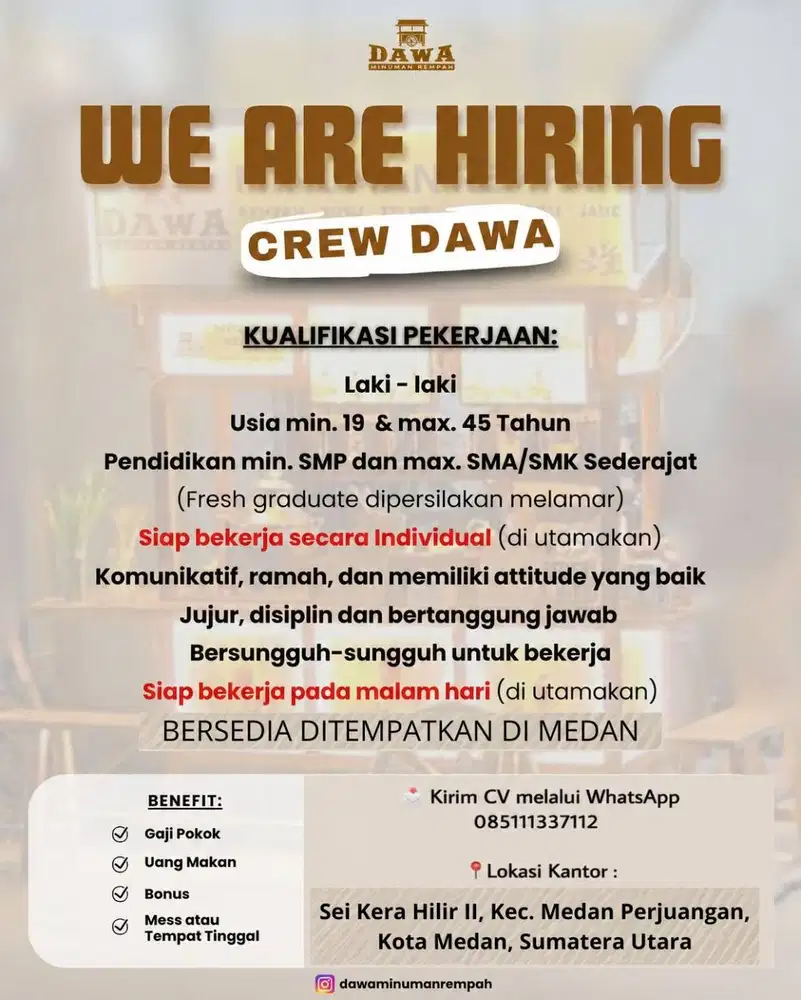 CREW OUTLET DAWA MINUMAN REMPAH MEDAN