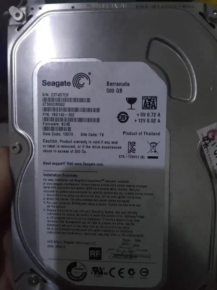 Seagate Barracuda 500GB SATA 3 7200RPM ST350DM002 HDD Internal