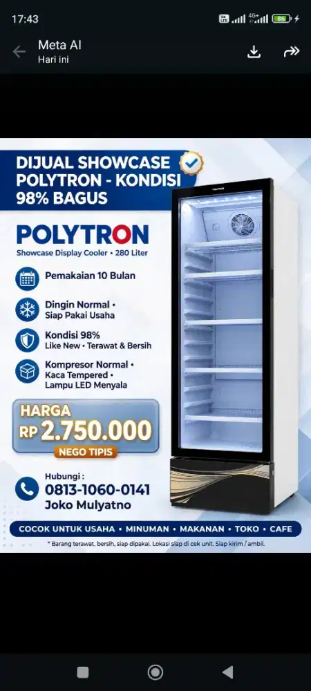 DIJUAL SHOWCASE BUTUH UANG