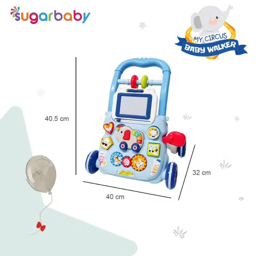 Sugar Baby My Circus Push Walker / Mainan Dorong Bayi- Blue