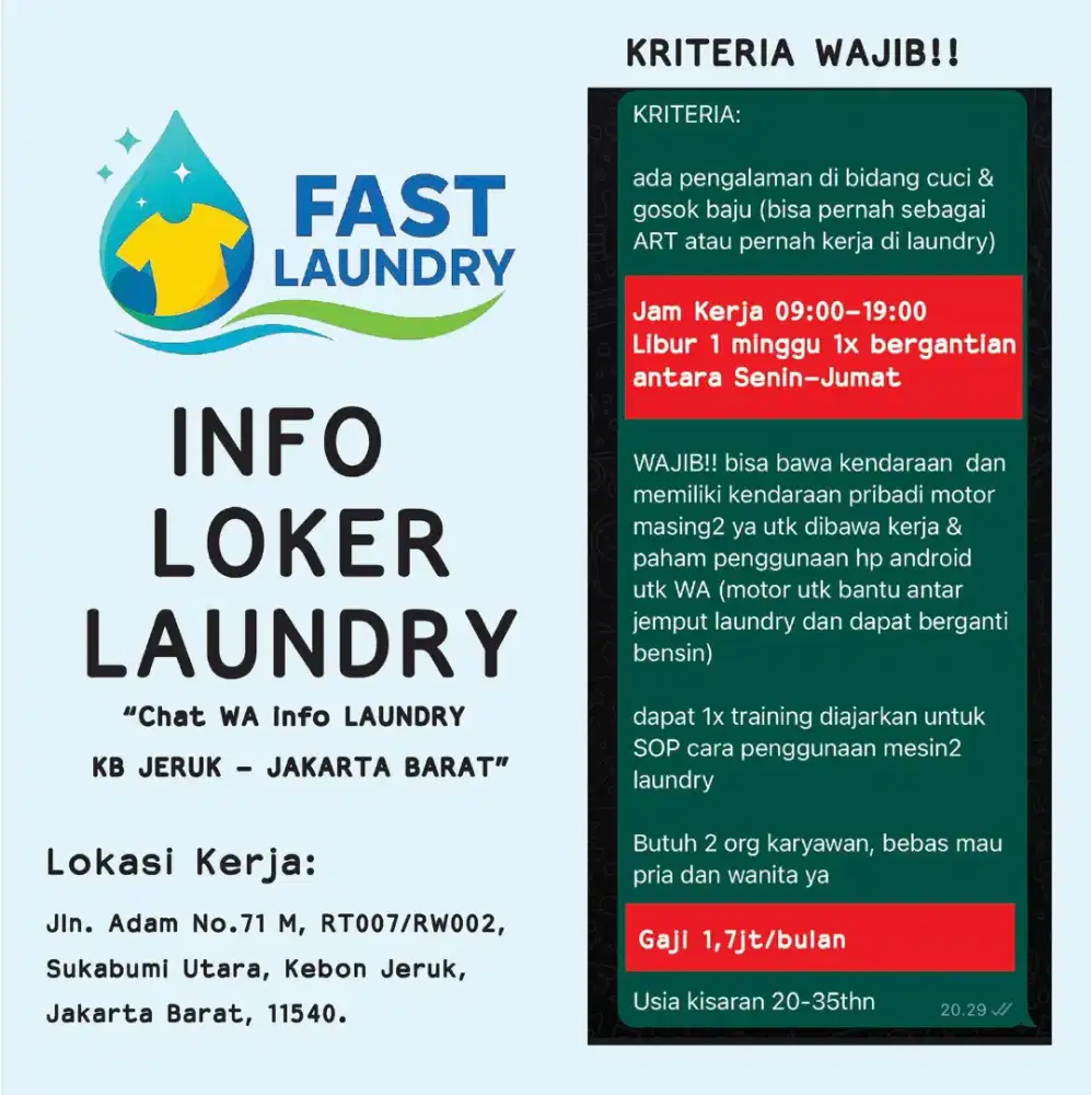 Lowongan kerja laundry
