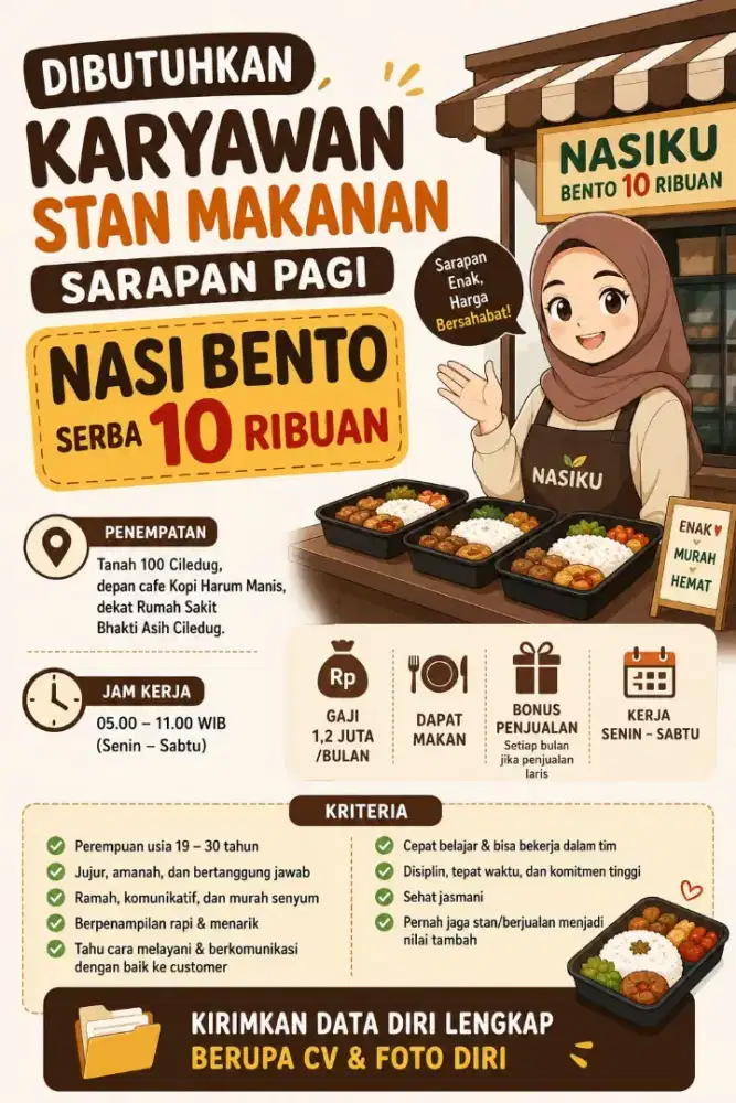 DI BUTUHKAN CREW STAN MAKANAN SARAPAN PAGI