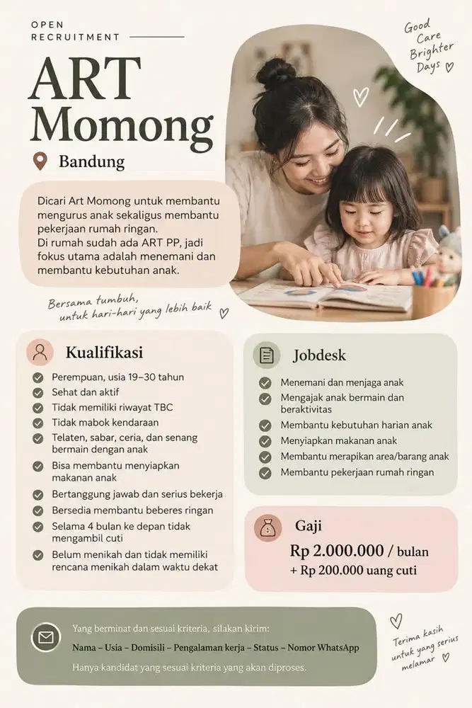 DICARI ART MOMONG – BANDUNG