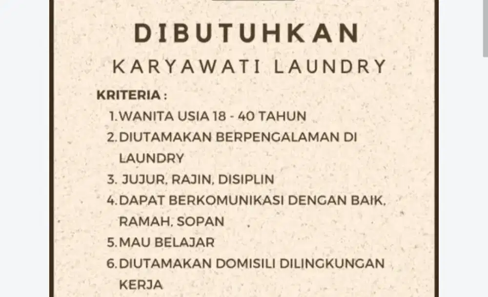 LOKER KERJA LAUNDRY DOMISILI BANJARBARU