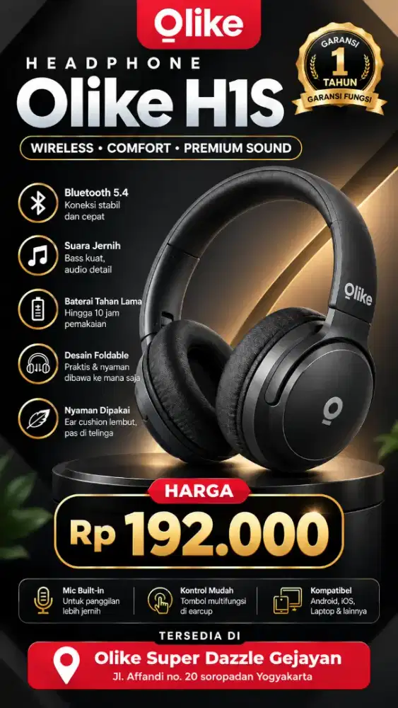 Headphone wireless bluetooth OLIKE H1S