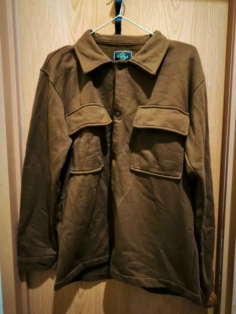 UJaket Kemeja Fleece / Overshirt Cokelat Tua (Preloved Mulus)