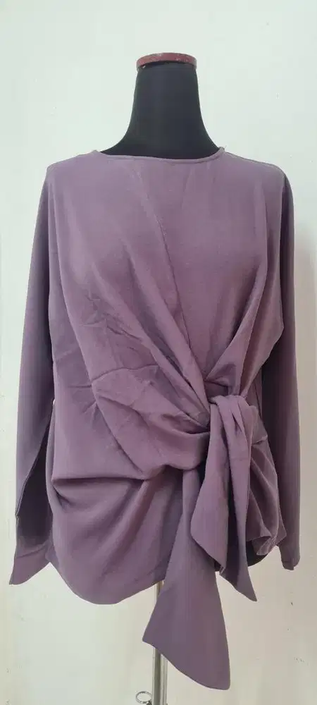 Blouse premium draperry, blouse purple, blouse atasan wanita