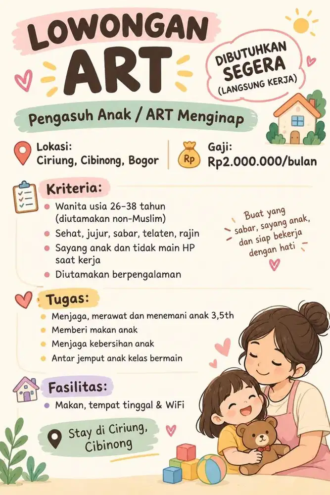 Pengasuh Anak / ART Menginap