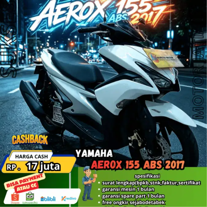 YAMAHA AEROX 155 CONNECTED ABS 2017 MOTOR AJIB TINGGAL GAS SUKSESMOTOR