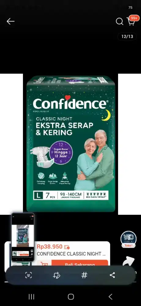 Pampers Confidence Classic Night Size L isi 7 Tipe Perekat