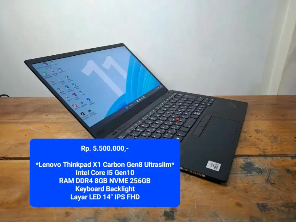 Lenovo Thinkpad X1 Carbon Gen8 Core I5 Gen10 Ram 8GB Nvme 256GB
