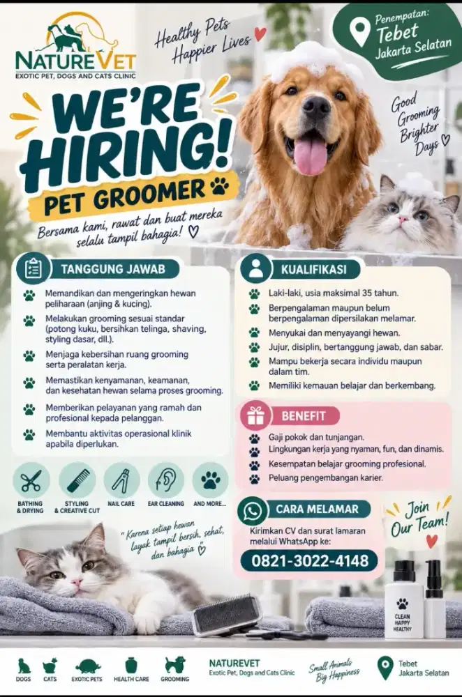 Lowongan Pekerjaan  Pet Groomer