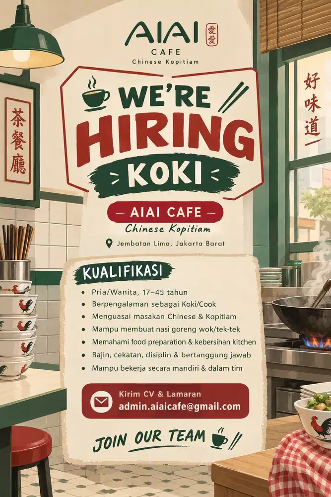 DI CARI KOKO BERPENGALAMAN UNTUK KOPITIAM