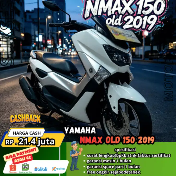 YAMAHA NMAX OLD 150 2019 MOTOR AJIB PLAT KAB BEKASI MOTOR SIAP MEJENG