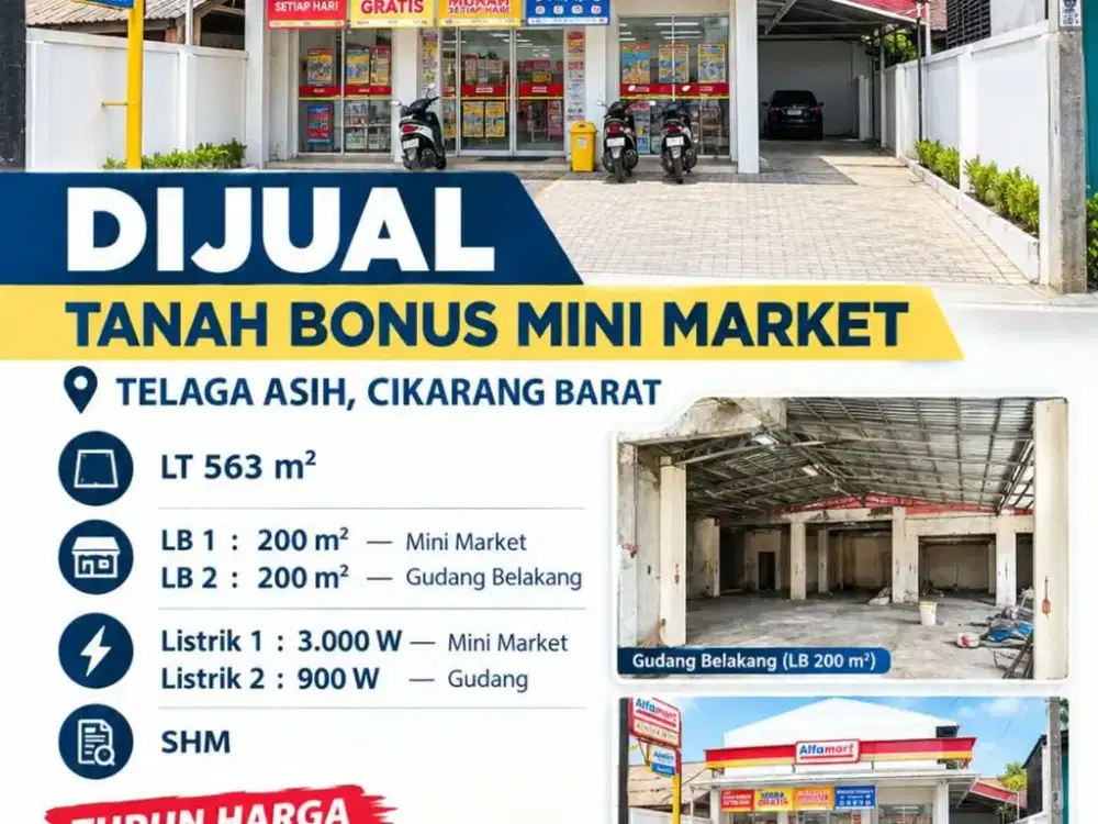 Jual tanah bonus mini market di Telaga Asih, Cikarang Barat