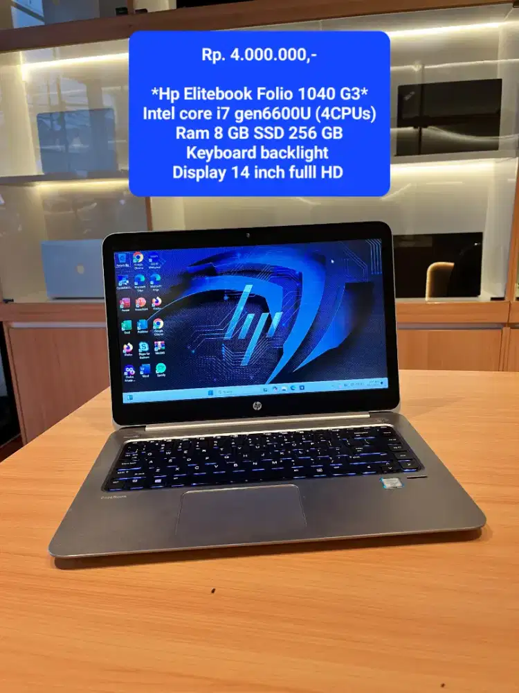 HP Elitebook Folio 1040 G3 Core I7 6600U Ram 8GB SSD 256GB Prokomputer