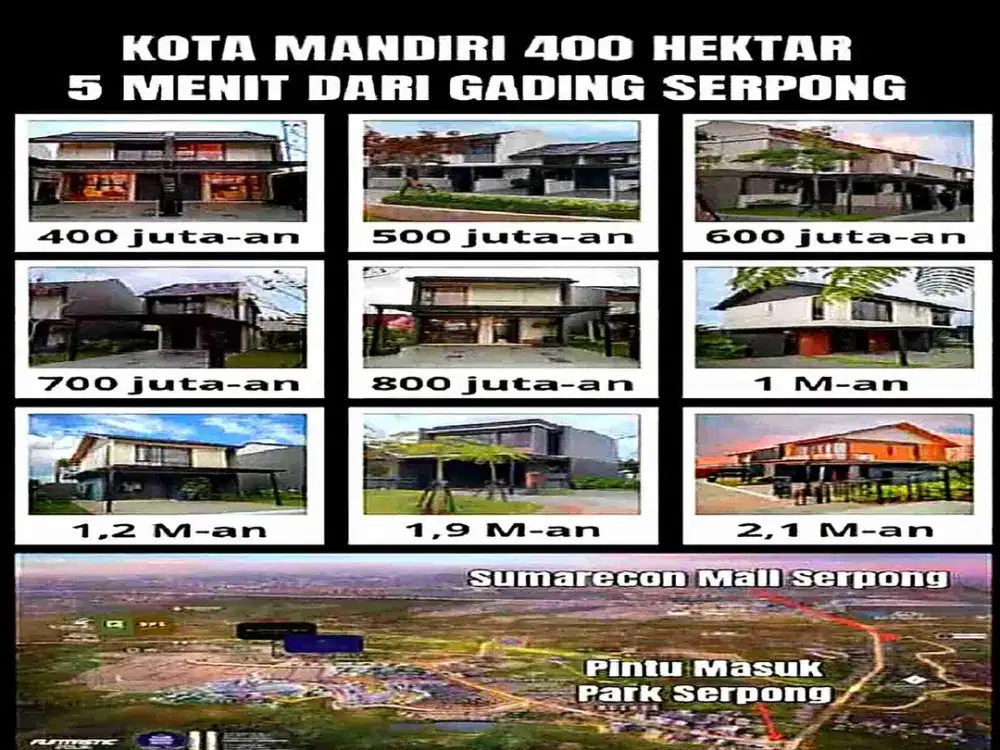 Perumahan Baru 500JT-an - Kota Mandiri 400 Ha 5 Menit Gading Serpong