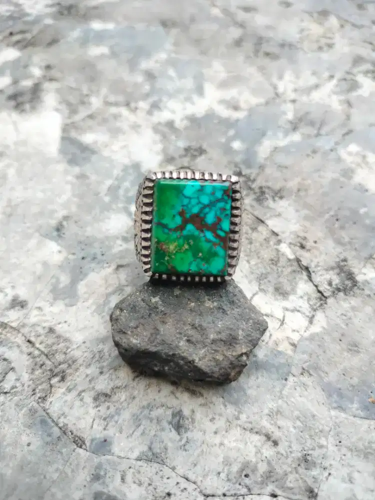 Batu Cincin Pirus Mesir/Turqouise Ring Perak Handmade